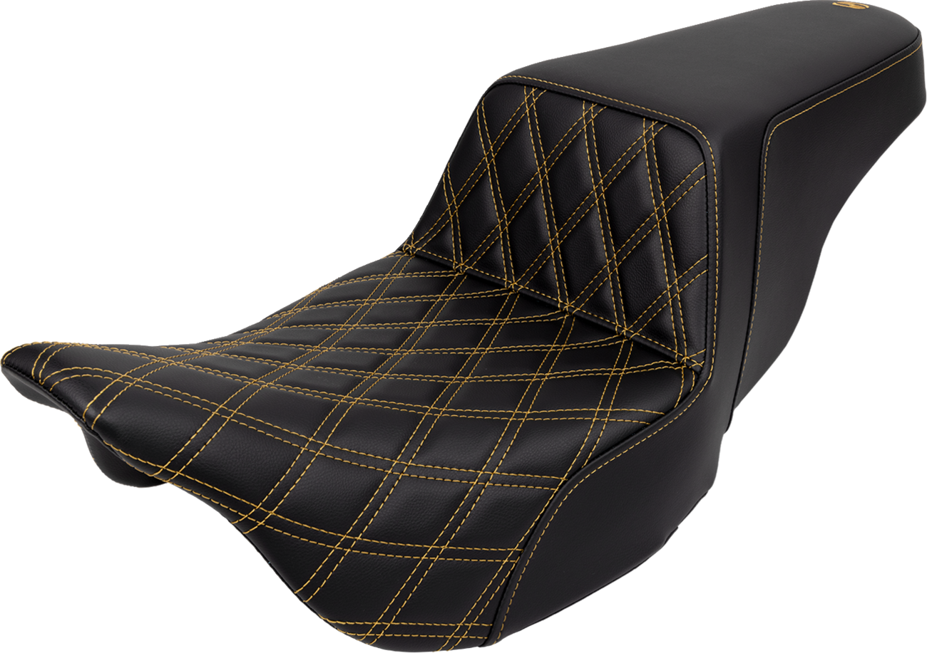 Step-Up Seat - Front Lattice Stitch - Gold Stitch - FLH/FLT '08-'23