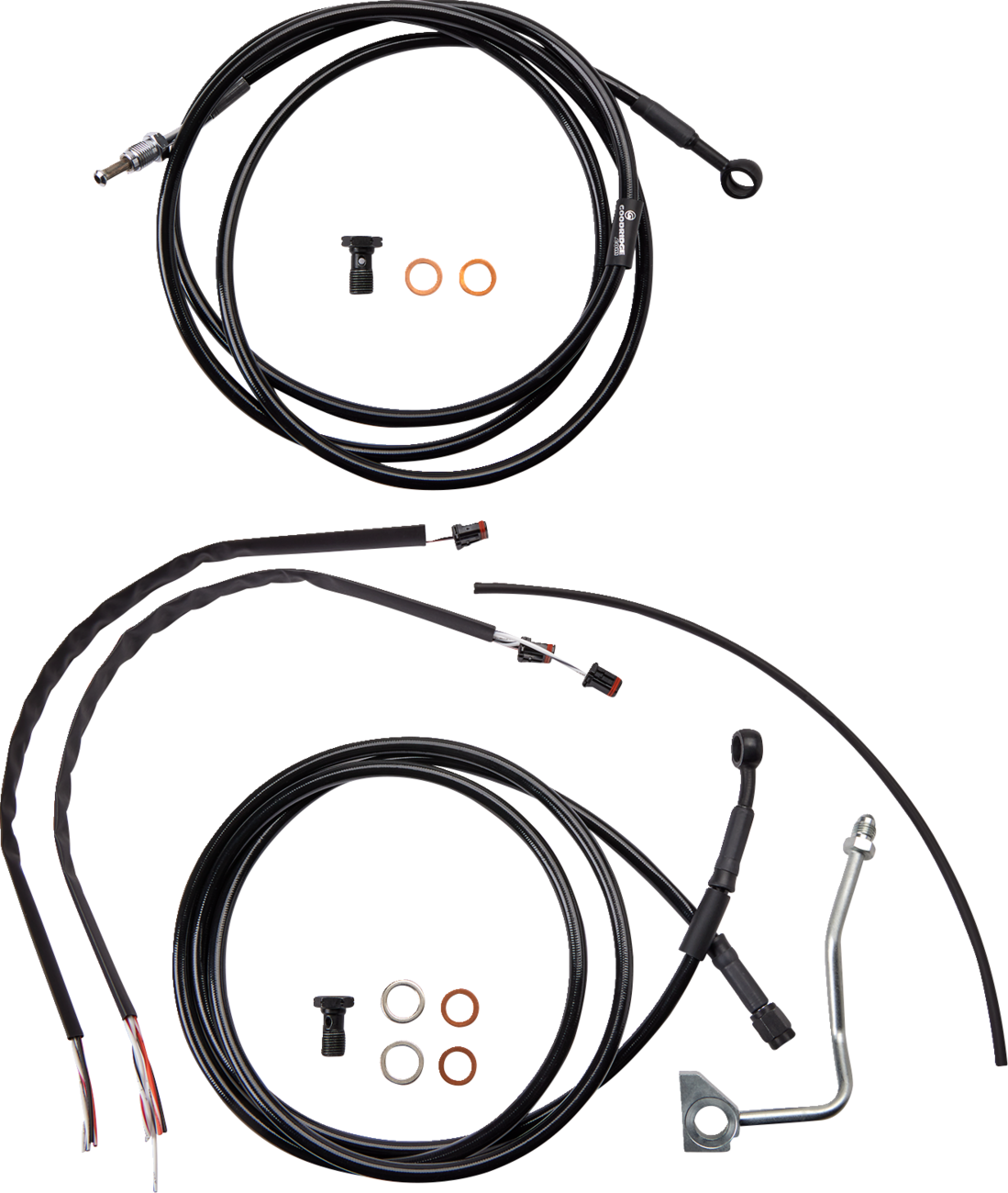 Complete Black Vinyl Handlebar Cable/Line Kit For Ape Hangers - 13" - ABS - '17-'20 FLH