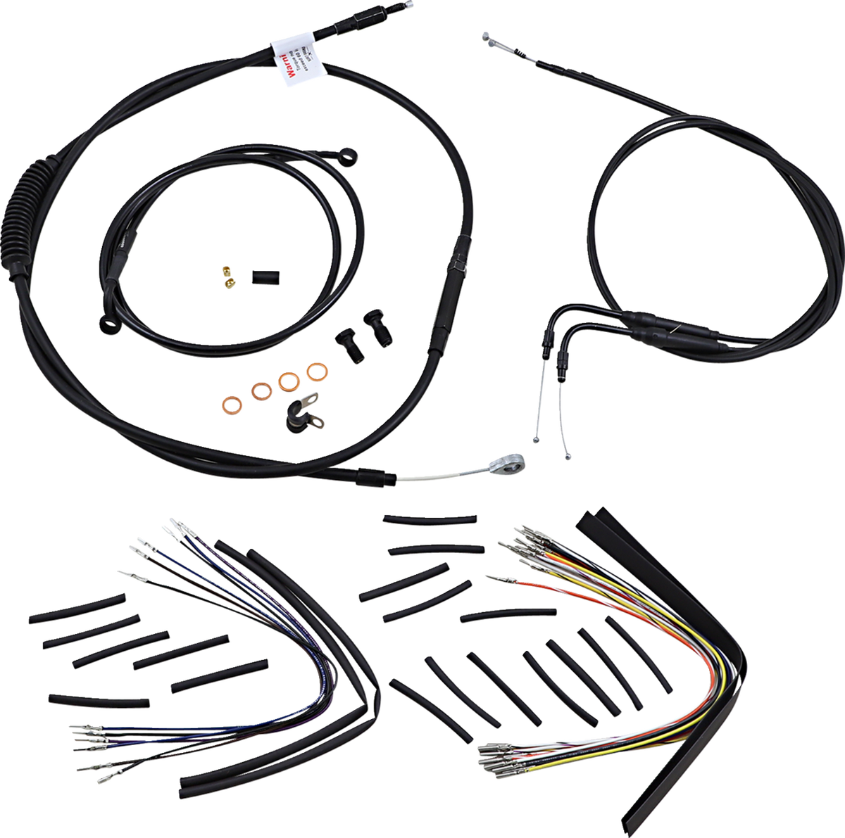 Complete Black Vinyl Handlebar Cable/Line Kit For Ape Hangers - 16" - '00-'06 FXST
