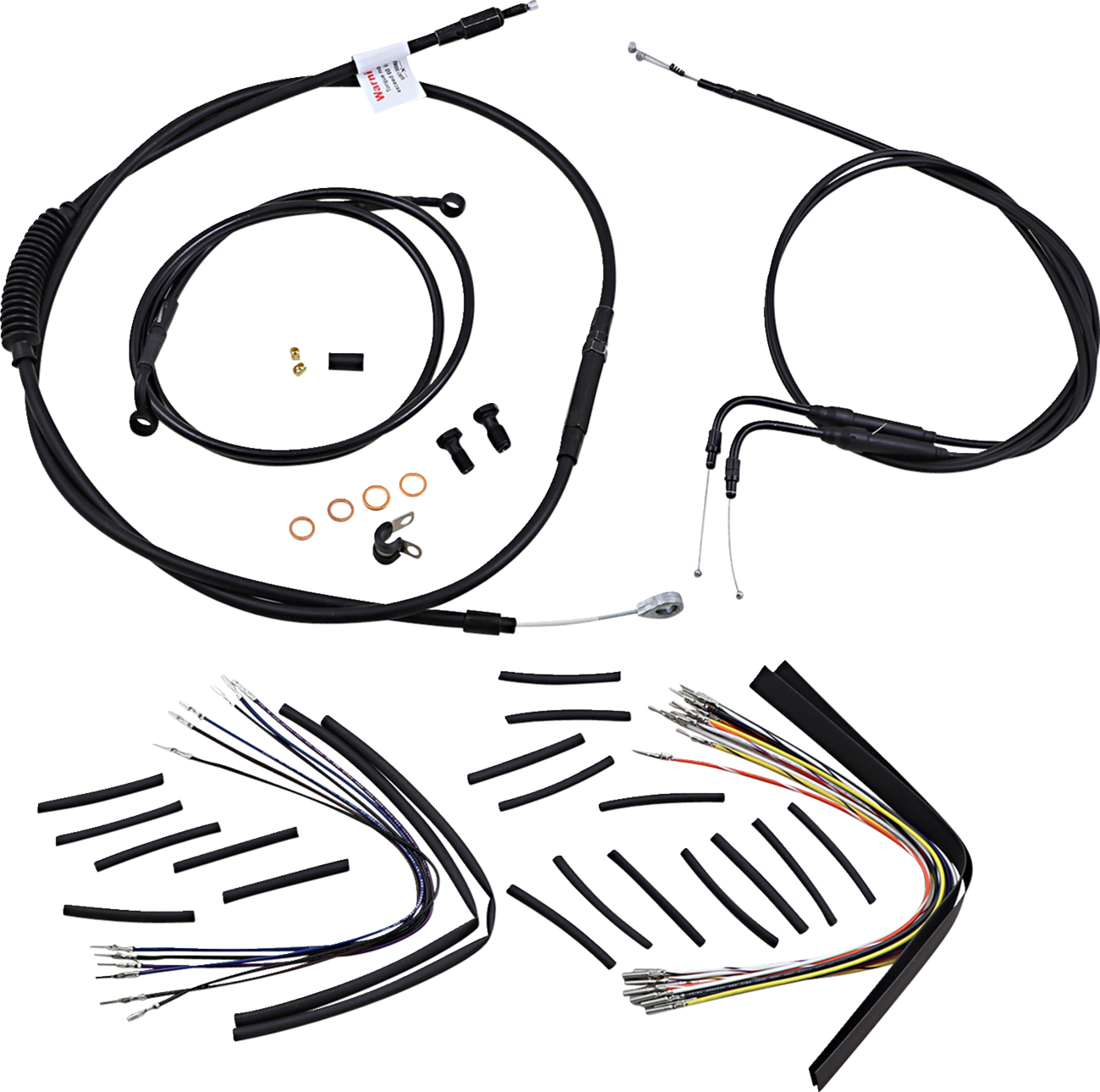 Complete Black Vinyl Handlebar Cable/Line Kit For Ape Hangers - 16" - '00-'06 FXST