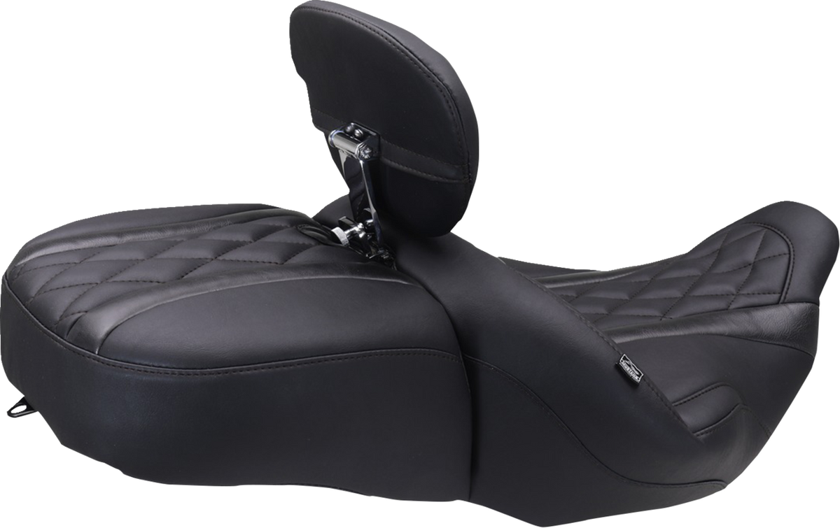 Deluxe Driver Backrest - Diamond - Black Stitching - FLT/FLH '23-'25