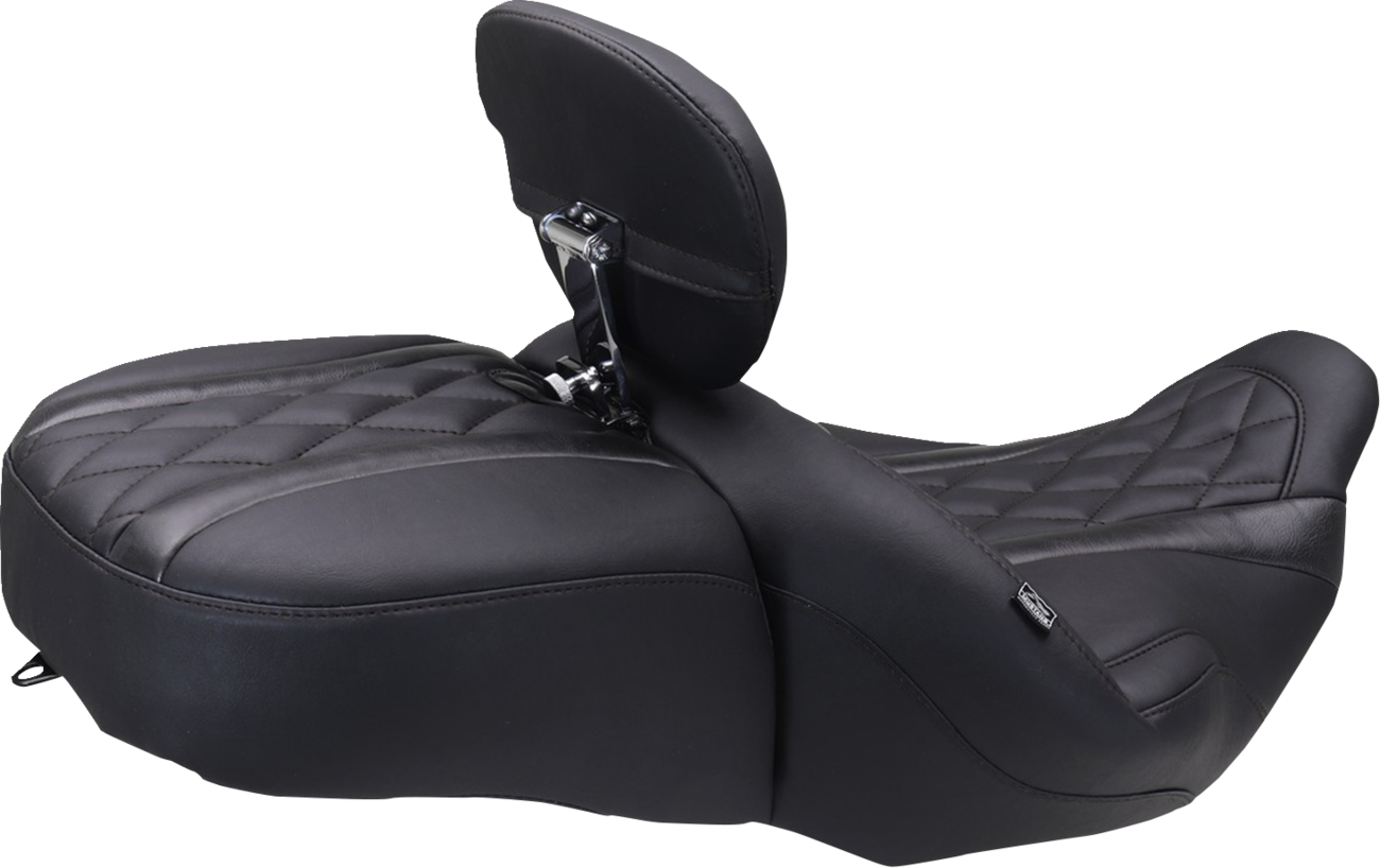 Deluxe Driver Backrest - Diamond - Black Stitching - FLT/FLH '23-'25