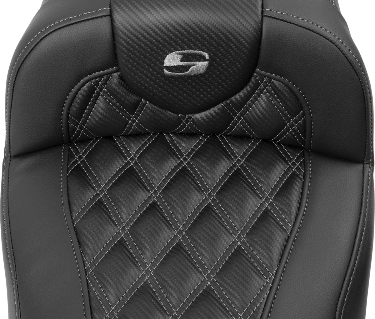 Roadsofa™ Extended Reach Seat - Without Backrest - Lattice Stitch - Gray Stitch - FLTR/FLHX '23-'24