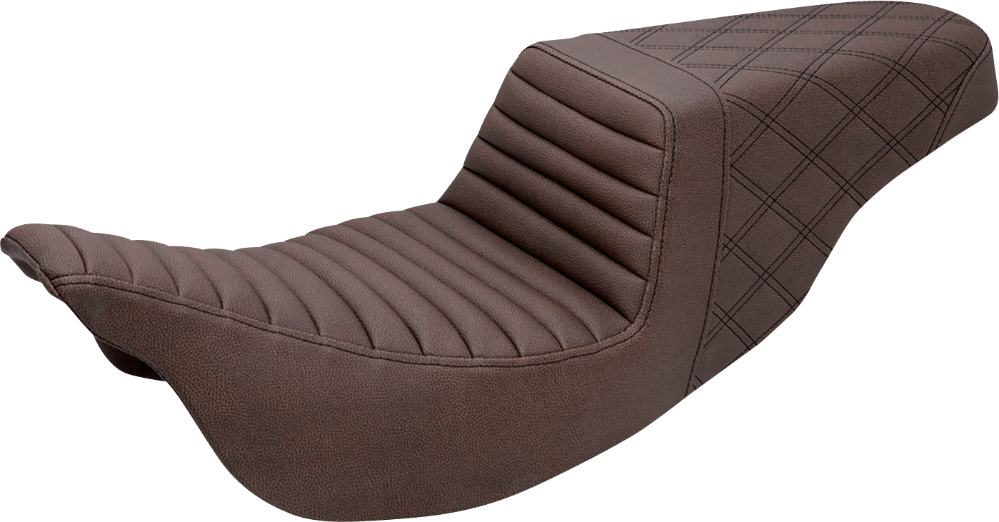 Step-Up Seat - Front Tuck-N-Roll/Rear Lattice Stitch - Brown - FL '08-'24