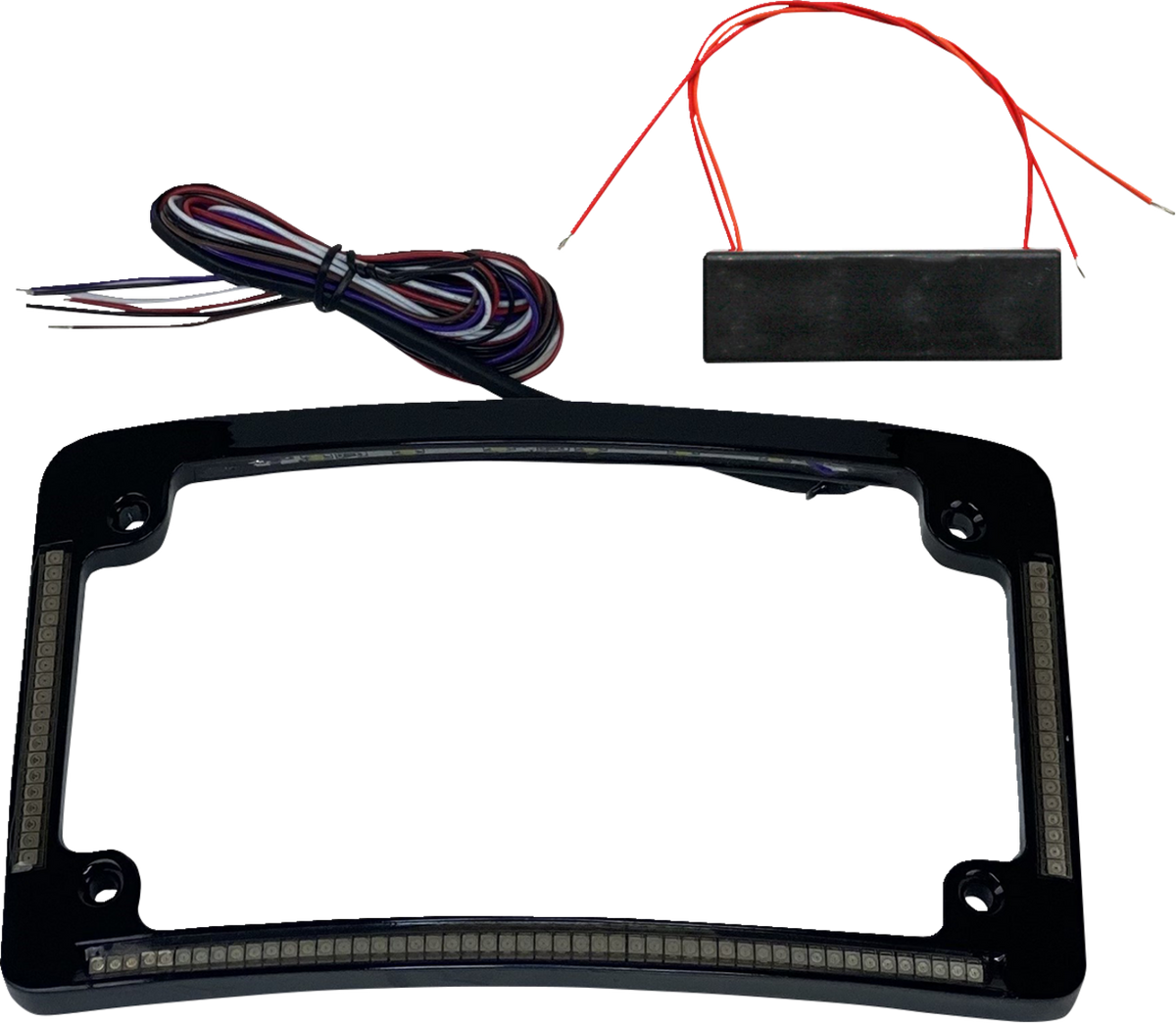 Radius License Plate Frame With Auxiliary Red LEDs And Tag Illumination