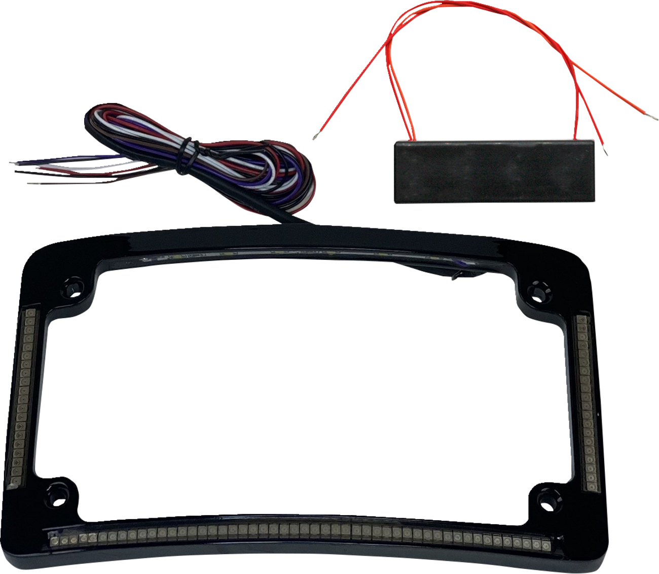 Radius License Plate Frame With Auxiliary Red LEDs And Tag Illumination