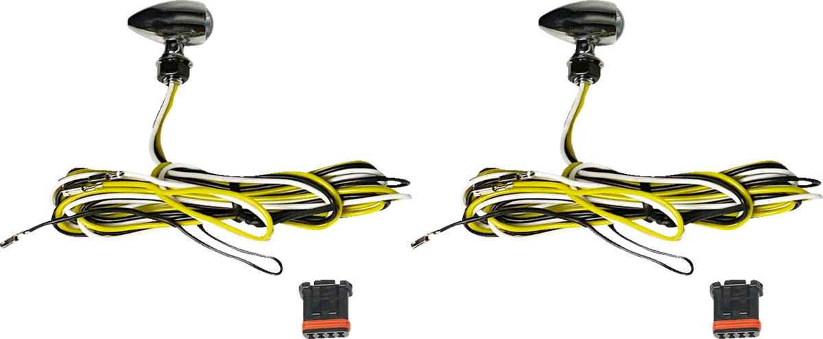 Micro Turn Signals - Dual - Amber/White - Chrome
