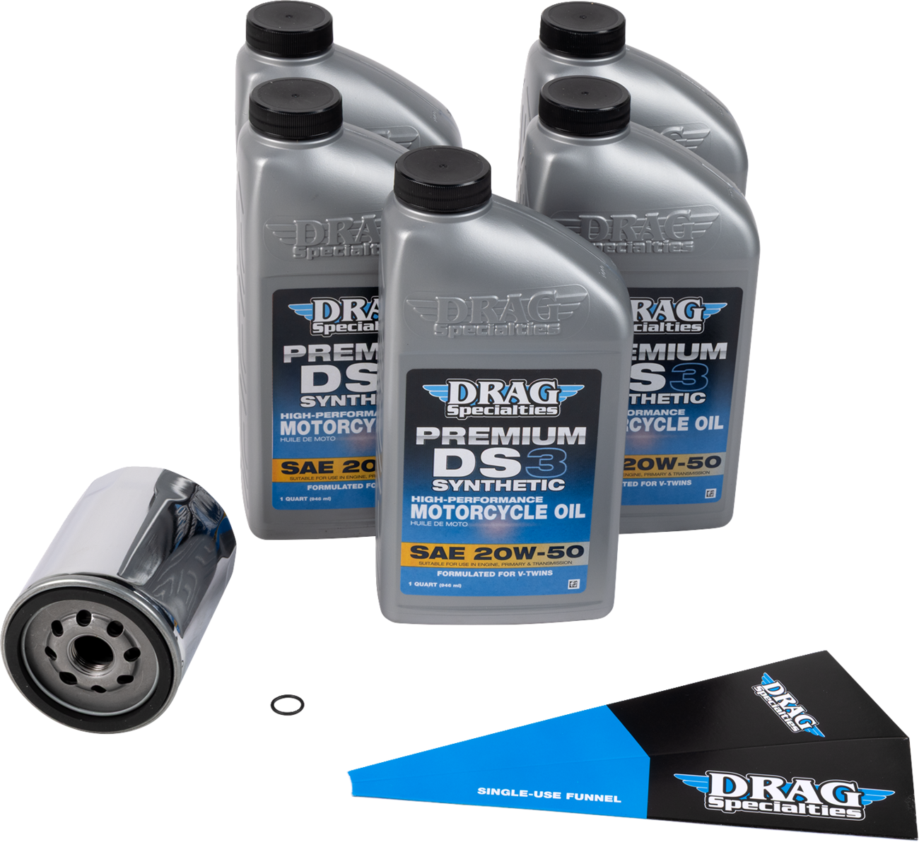 Full Synthetic Oil Change Kit - 20W50 - M8 - Chrome Filter