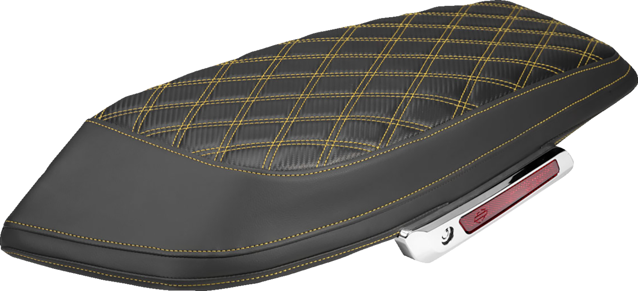 Saddlebag Lid Covers - Lattice - Carbon Fiber - Gold Stitch - FLH/FLT '23-'26