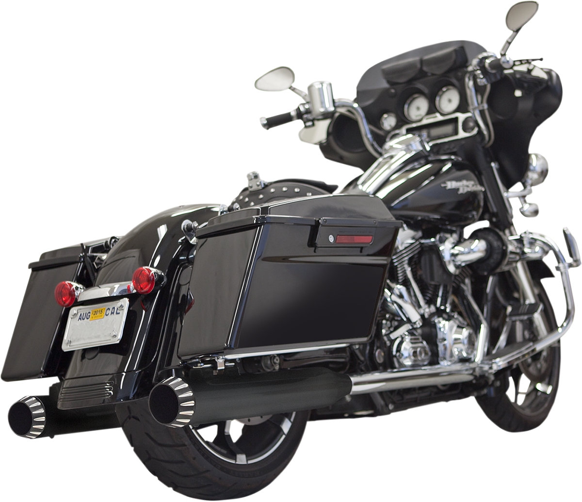 Quiet DNT® Slip-On Mufflers - 4" - Megaphone - Black With Black End Cap - '95-'16 FL