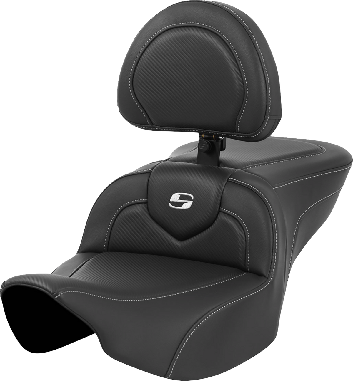 Roadsofa™ Seat - Carbon Fiber - Silver Stitch/Silver Logo - With Backrest - FL '23-'24