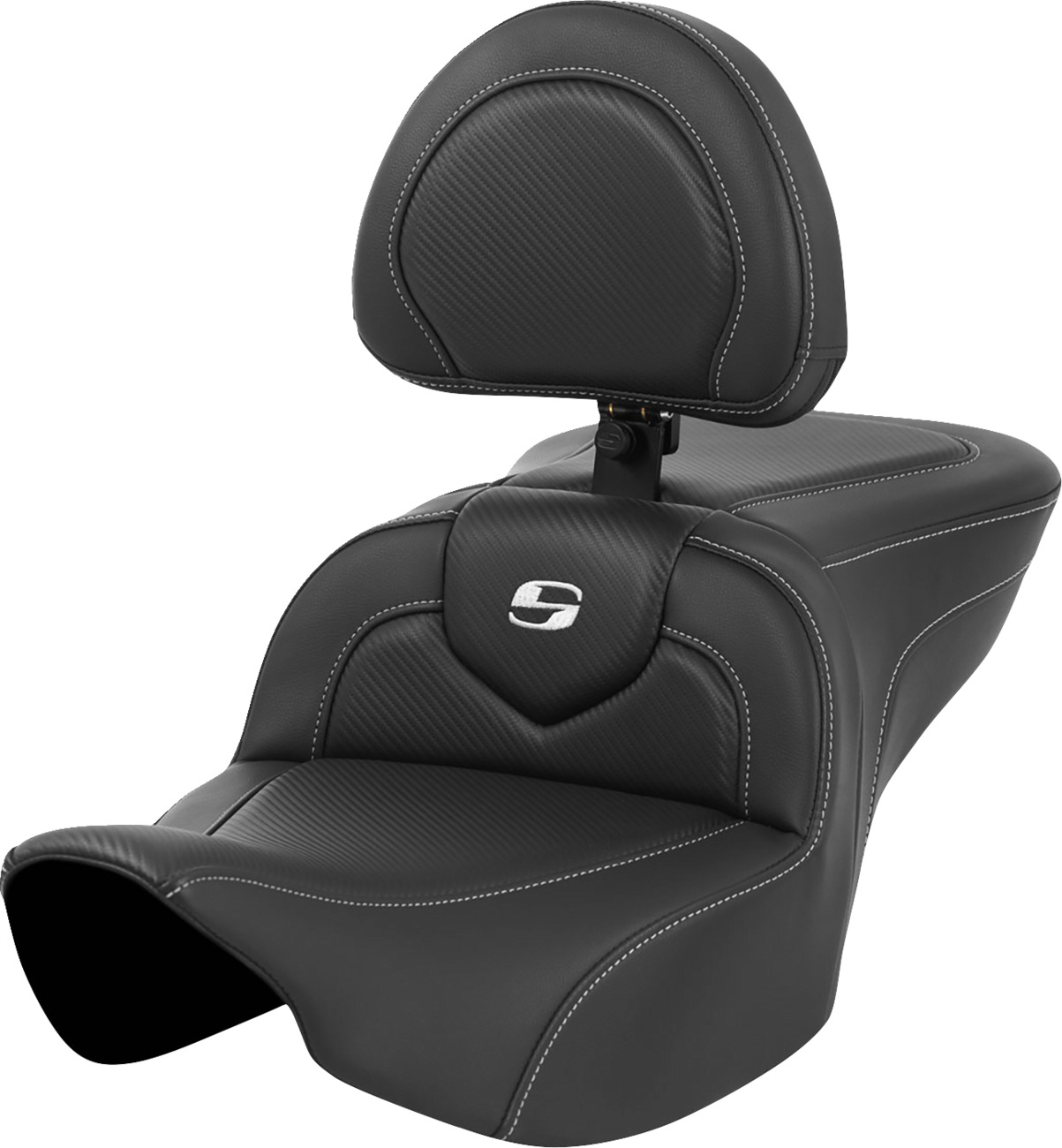 Roadsofa™ Seat - Carbon Fiber - Silver Stitch/Silver Logo - With Backrest - FL '23-'24