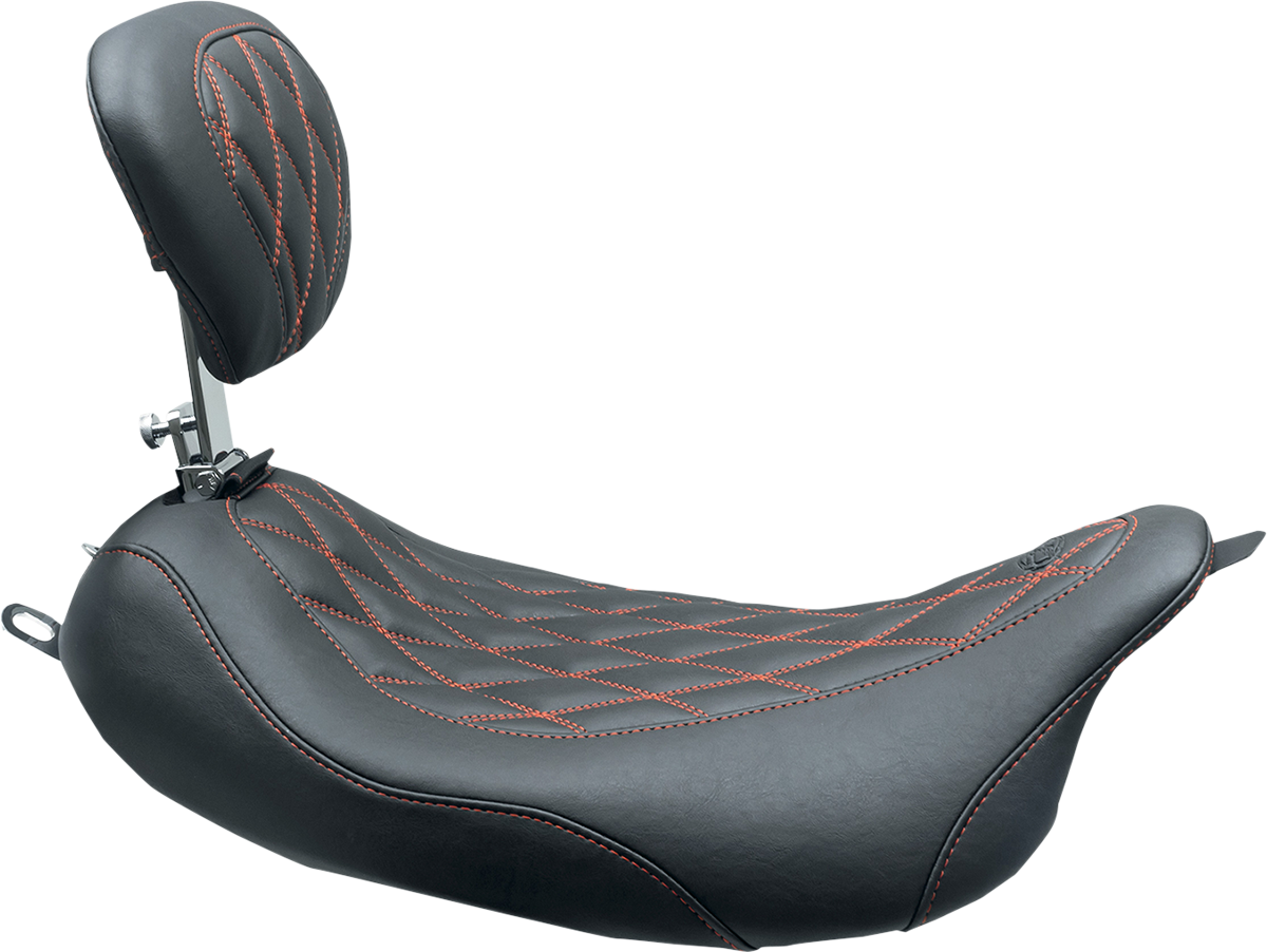Wide Tripper™ Solo Seat - W/ Drivers Backrest - Black W/ American Beauty Red Stitching - FL '08-'25