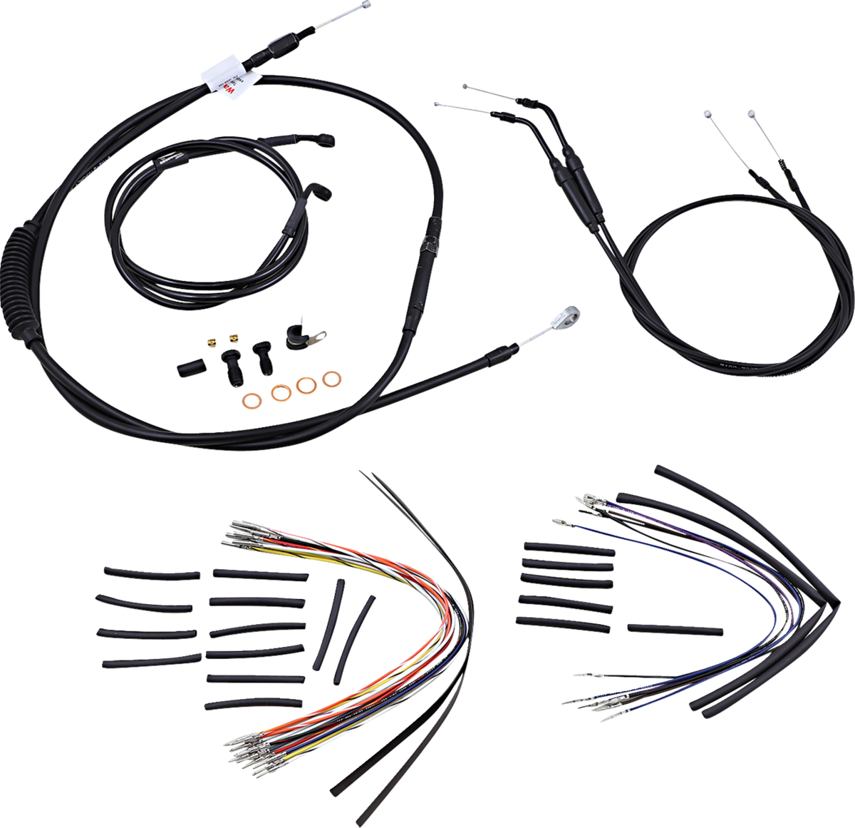 Complete Black Vinyl Handlebar Cable/Line Kit For Ape Hangers - 14" - '06 FXDWG