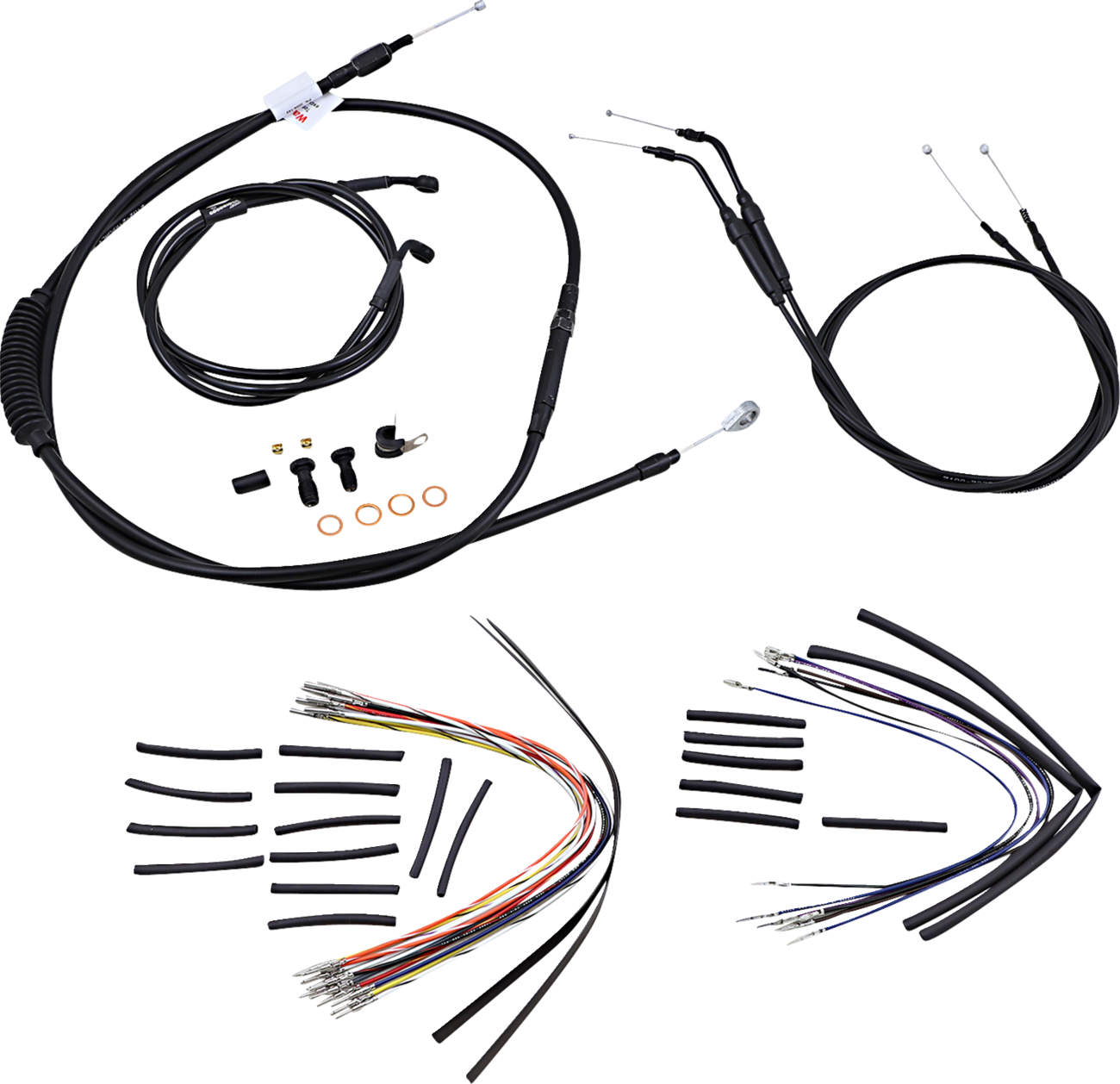 Complete Black Vinyl Handlebar Cable/Line Kit For Ape Hangers - 14" - '06 FXDWG