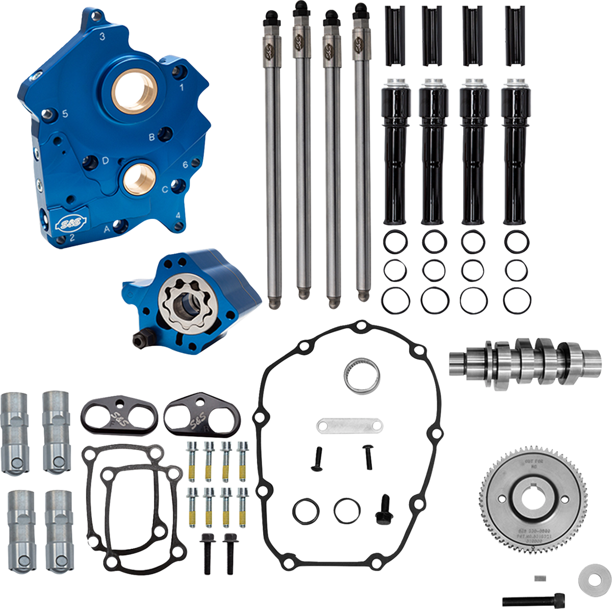 Cam Chest Kit - Water Cooled - Gear Drive - 496 Cam - Black Pushrod Tubes - M8