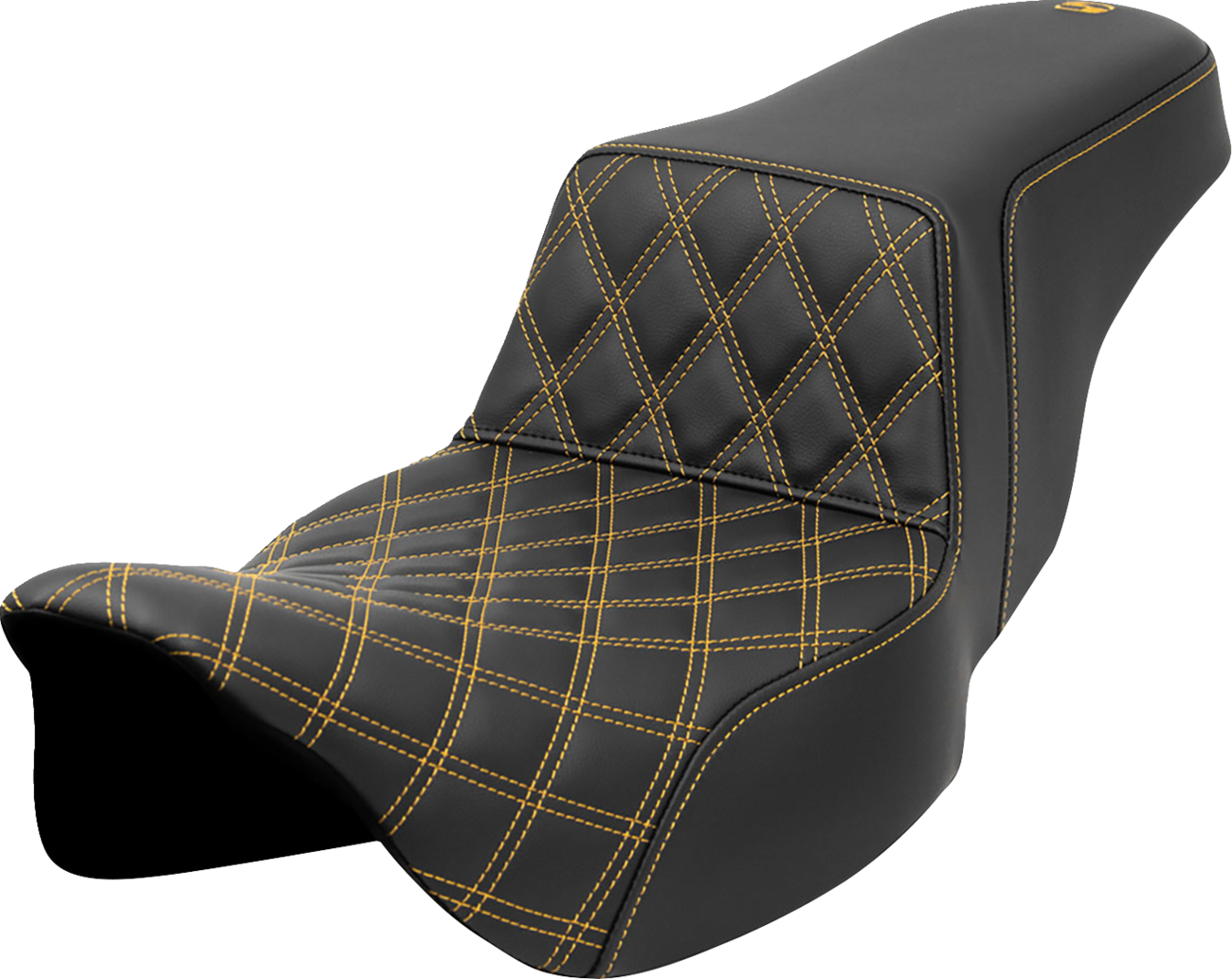 Step-Up Seat - Front Lattice Stitch - Gold Stitch - Extended Reach - FLH/FLT '08-'23