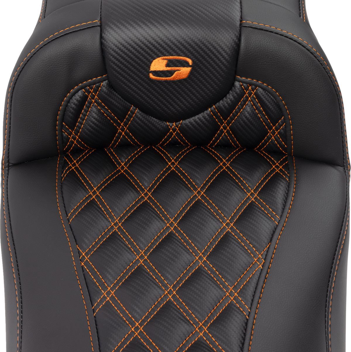 Roadsofa™ Extended Reach Seat - With Backrest - Lattice Stitch - Orange Stitch - FLTR/FLHX '23-'24