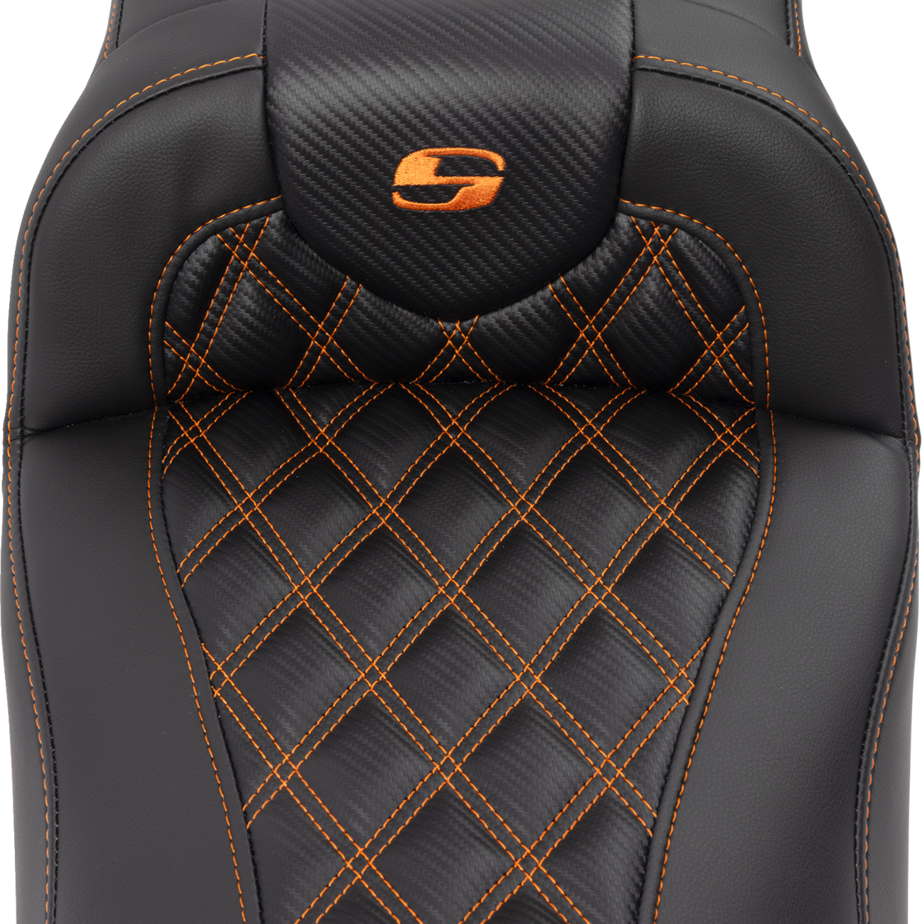 Roadsofa™ Extended Reach Seat - With Backrest - Lattice Stitch - Orange Stitch - FLTR/FLHX '23-'24