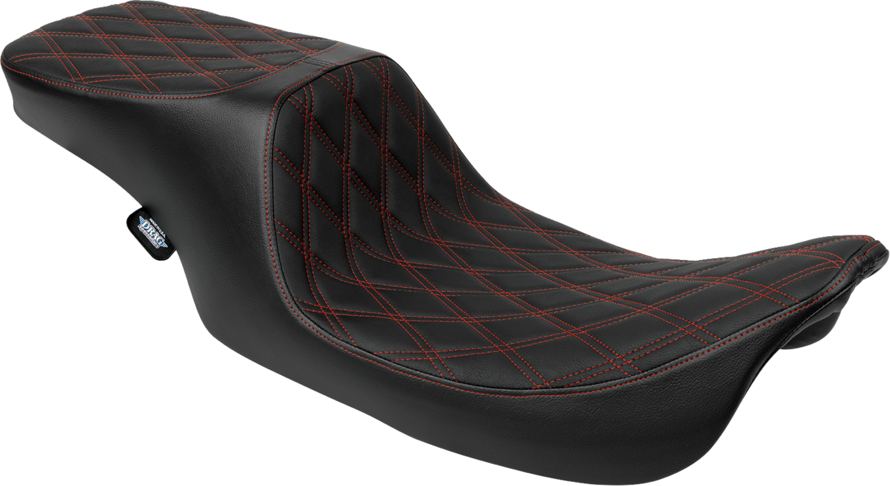 Predator 2-Up Seat - Vinyl - Double Diamond - Red Stitching - W/O Backrest - FL '97-'07