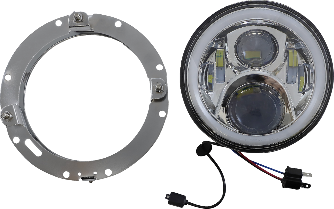 ProGLOW™ 7" Headlamp - With Mounting Ring - Chrome