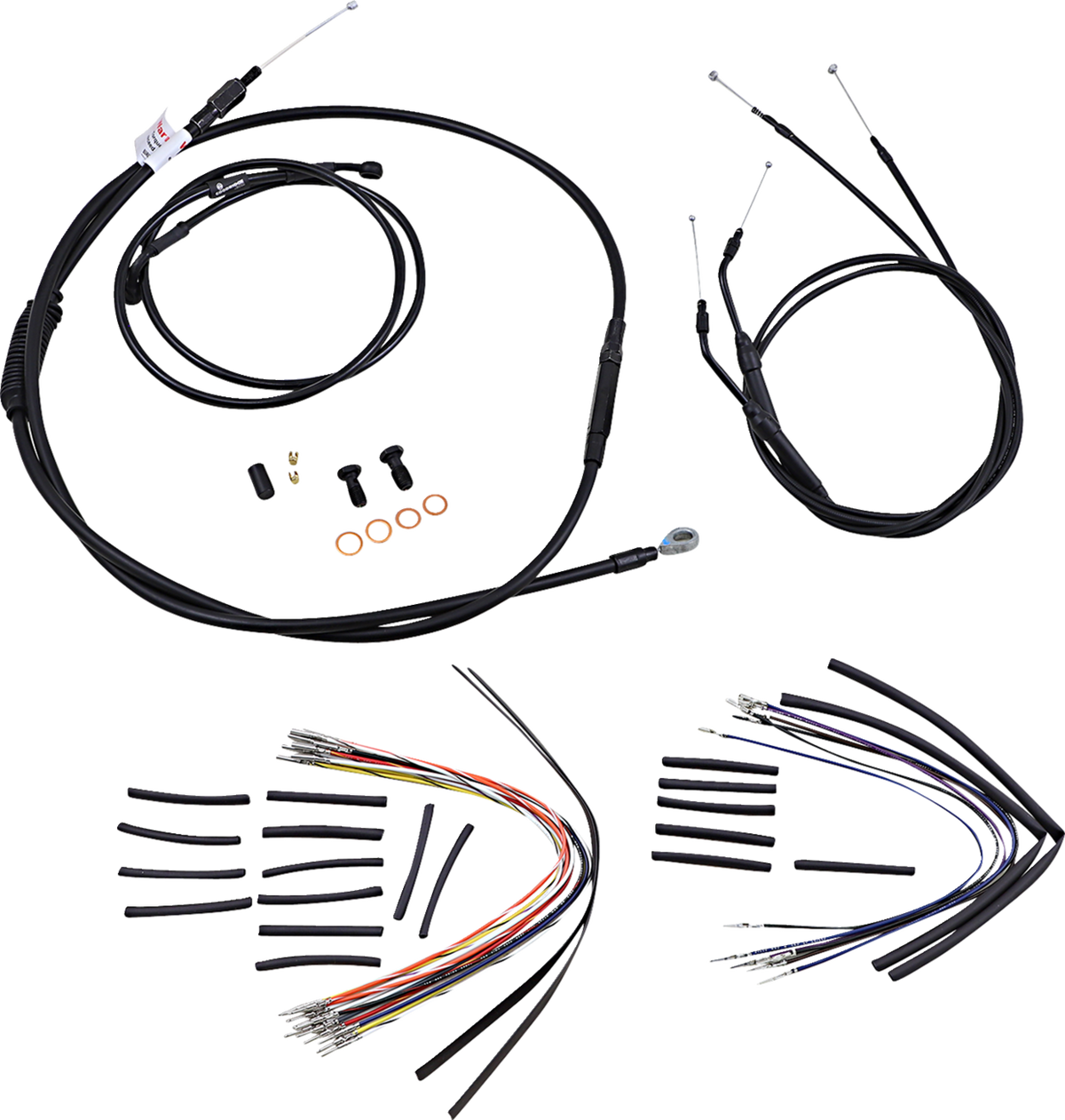 Complete Black Vinyl Handlebar Cable/Line Kit For Ape Hangers - 16" - '06 FXDWG