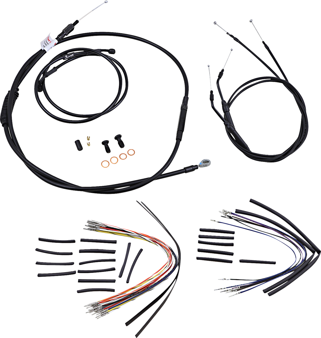 Complete Black Vinyl Handlebar Cable/Line Kit For Ape Hangers - 16" - '06 FXDWG