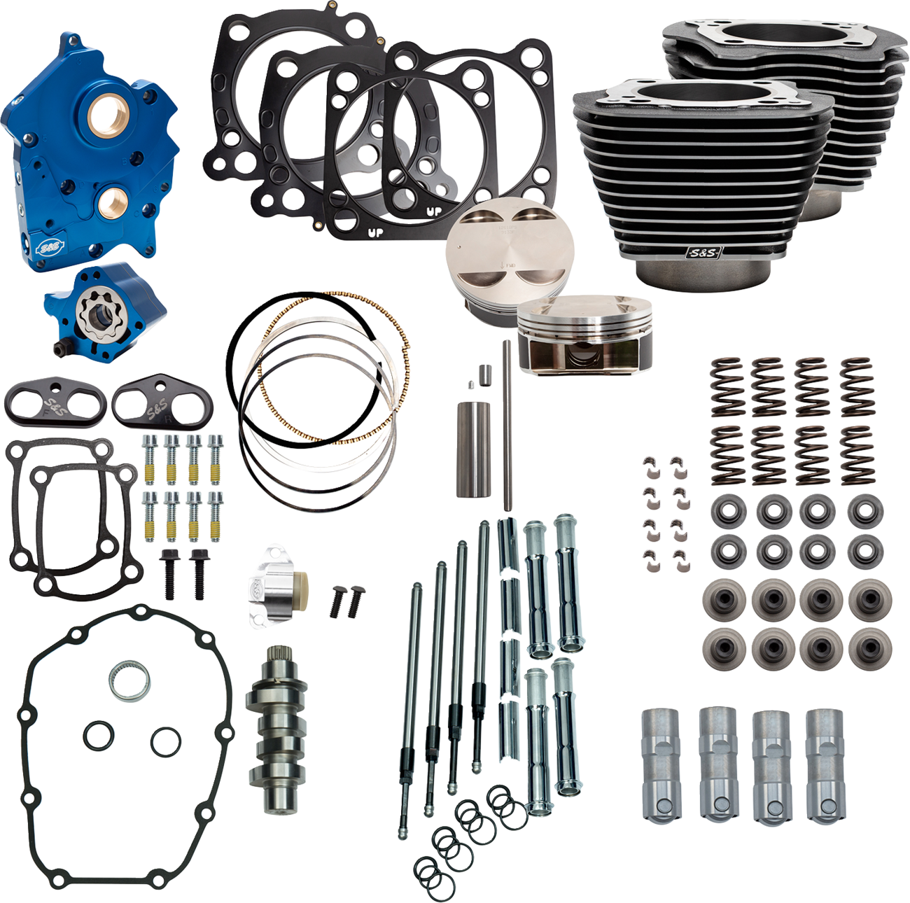 Power Pack - Oil Cooled - 550C - Black Granite W/Highlight - Chrome Pushrod Tubes - M8