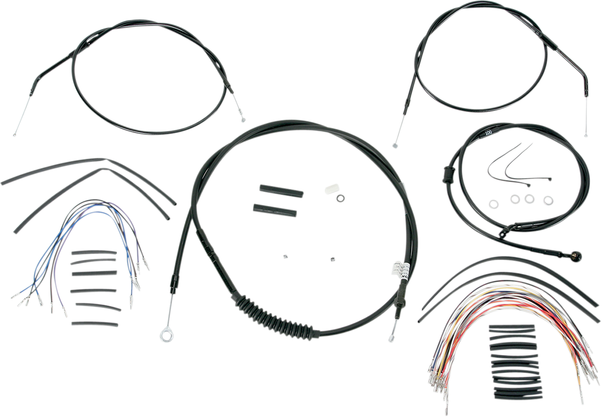 Complete Black Vinyl Handlebar Cable/Line Kit For Ape Hangers - 12" - '07-'13 Sportster