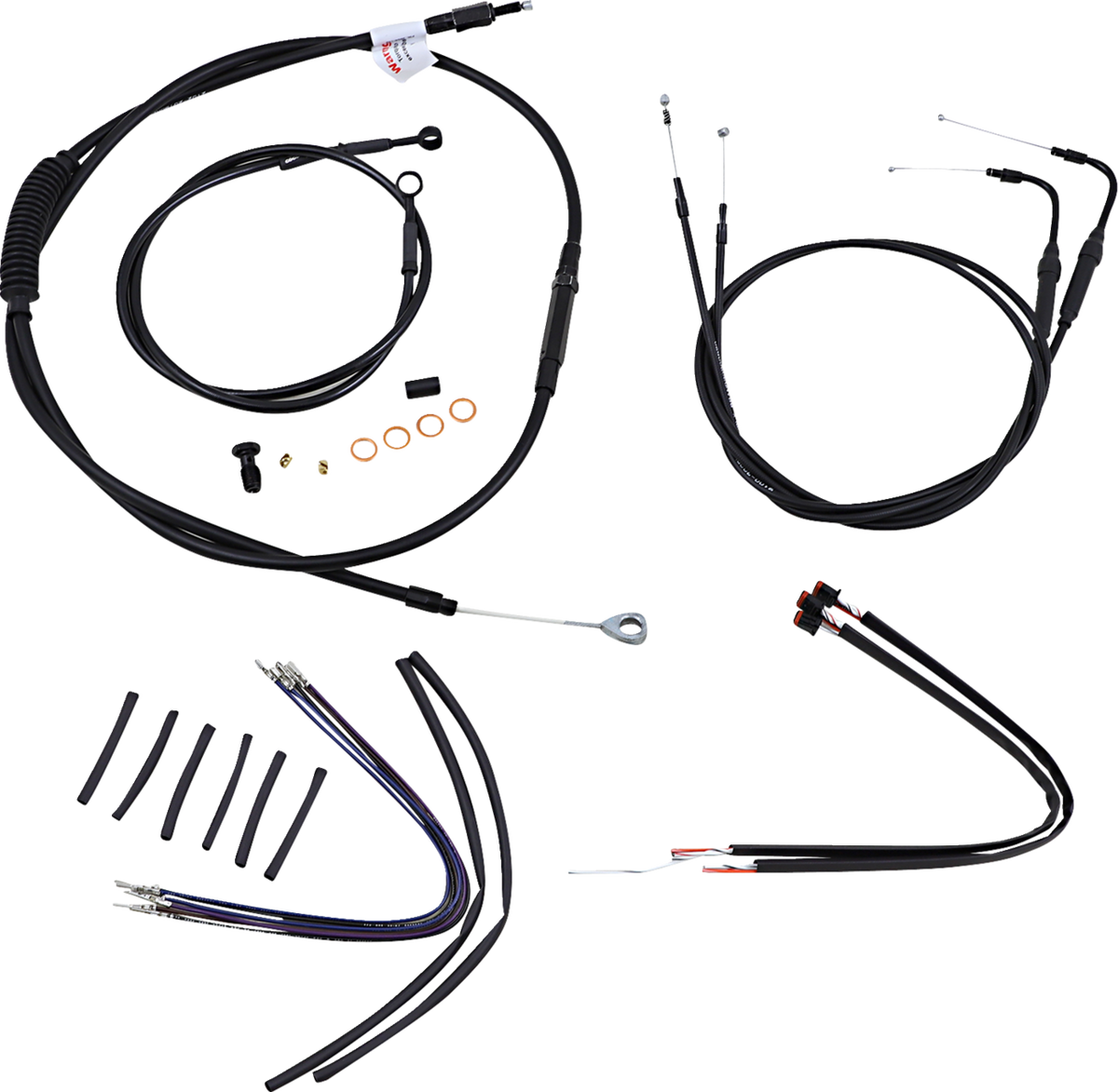 Complete Black Vinyl Handlebar Cable/Line Kit For Ape Hangers - 14" - ABS - '11-'15 Softail