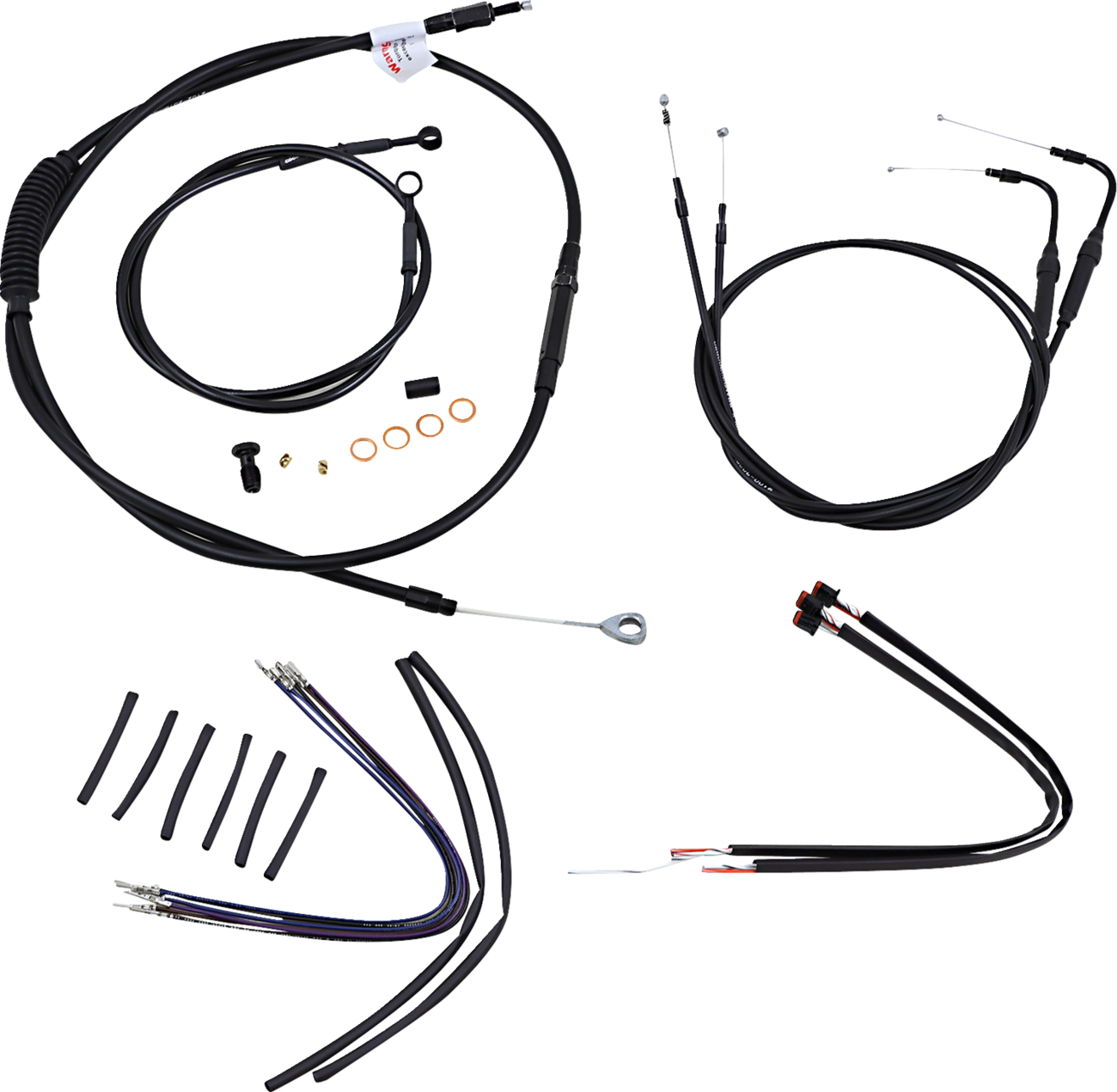 Complete Black Vinyl Handlebar Cable/Line Kit For Ape Hangers - 16" - ABS - '11-'15 Softail