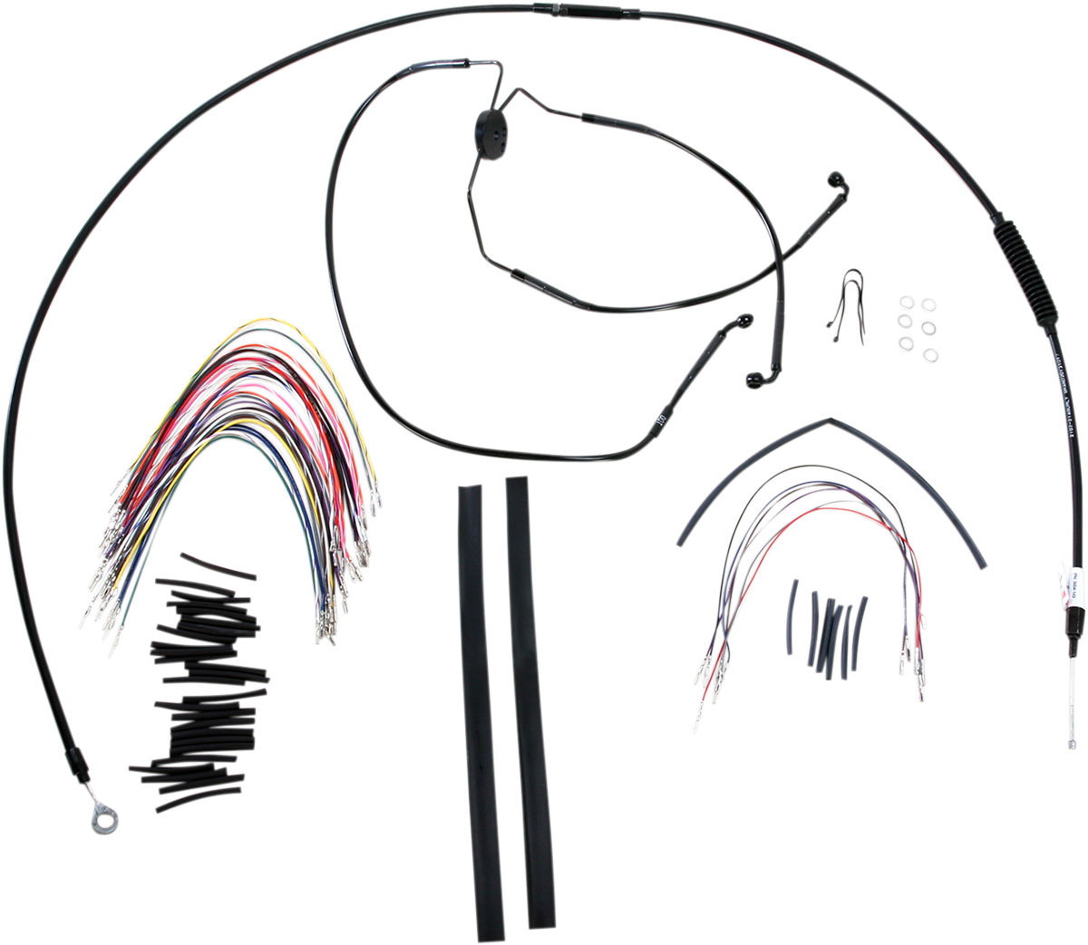 Complete Black Vinyl Handlebar Cable/Line Kit For Ape Hangers - 15" - '08-'13 FLH