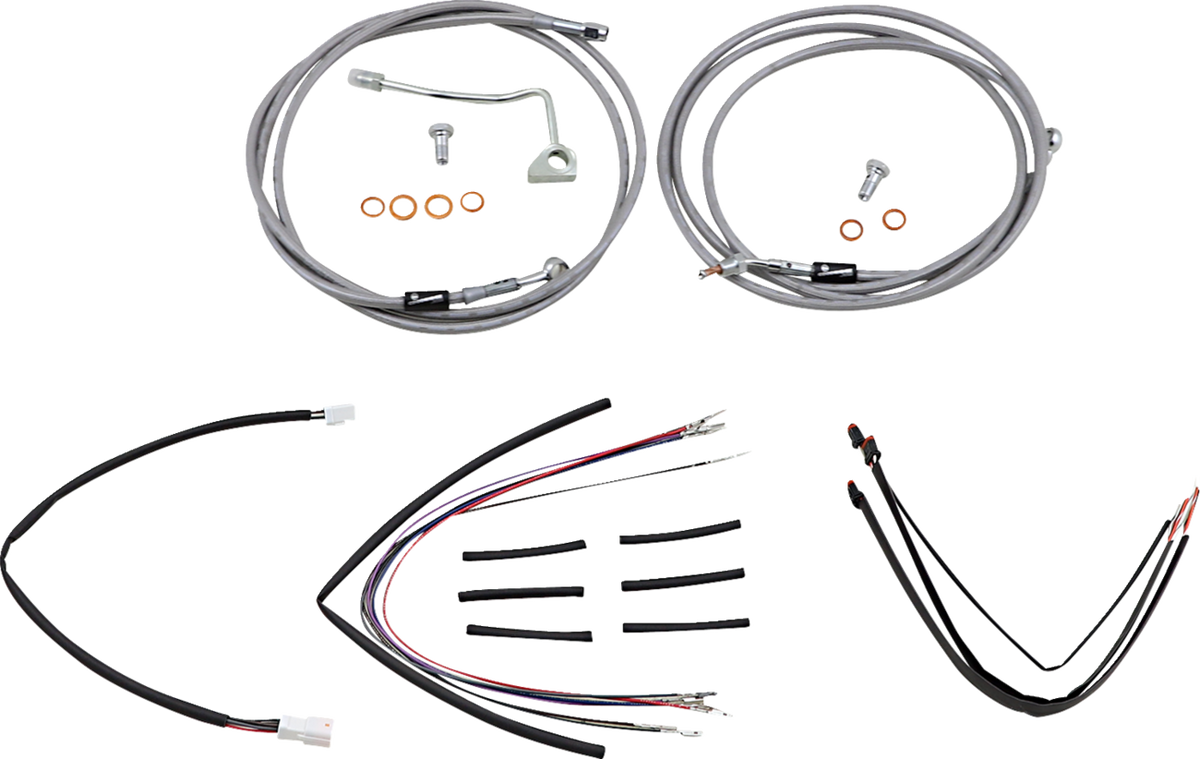 Complete Stainless Braided Handlebar Cable/Brake Line Kit - 18" Ape Hangers - '15-'16 FLTR
