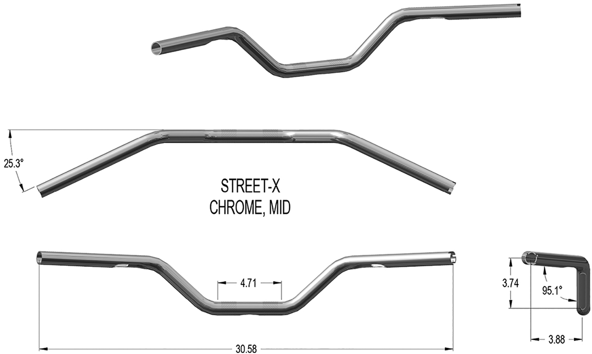 Street-X Handlebars - Mid Bend - Chrome