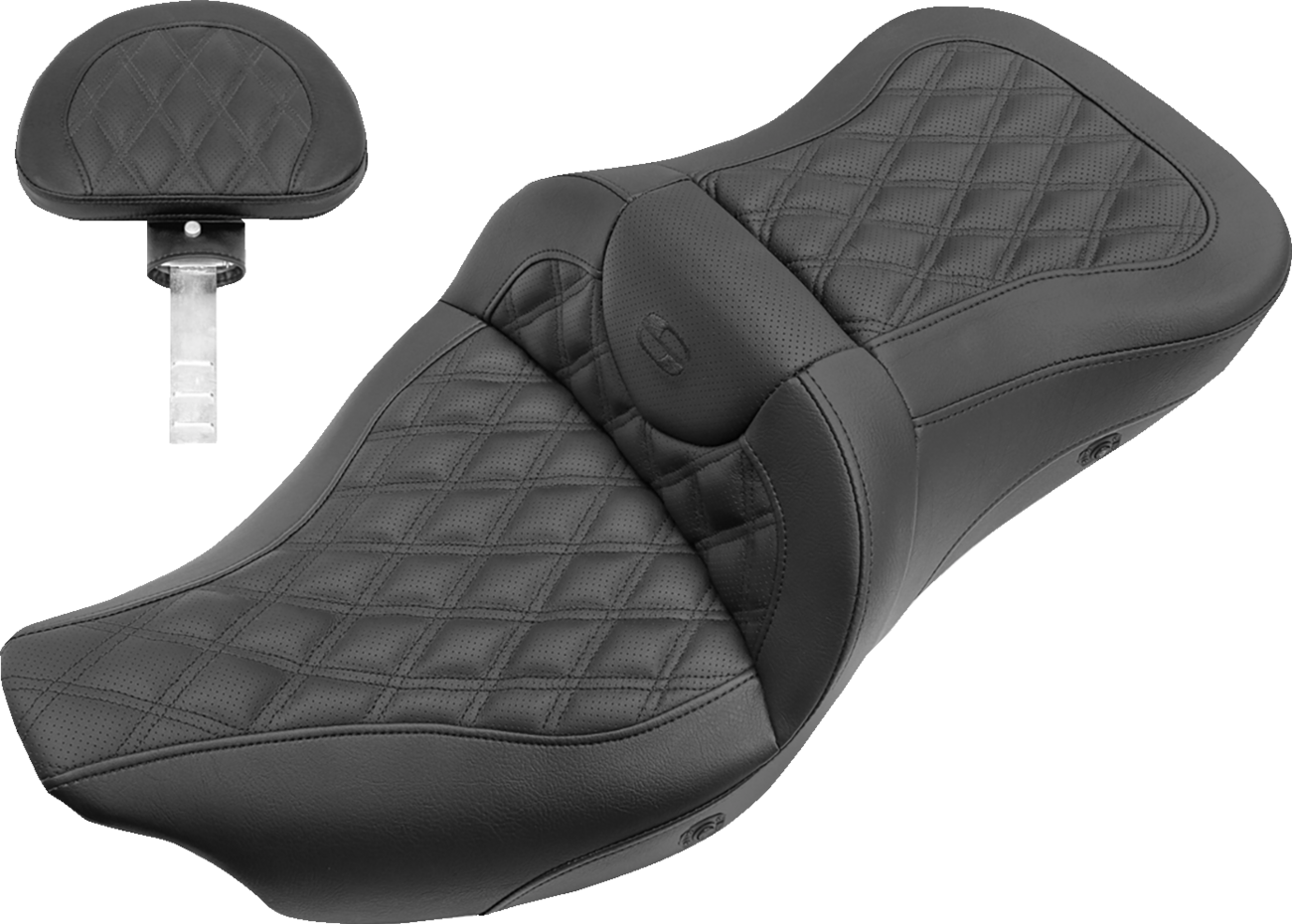 Roadsofa™ Seat - With Backrest - Full Lattice Stitch - Heated - FLH/FLT '08-'25