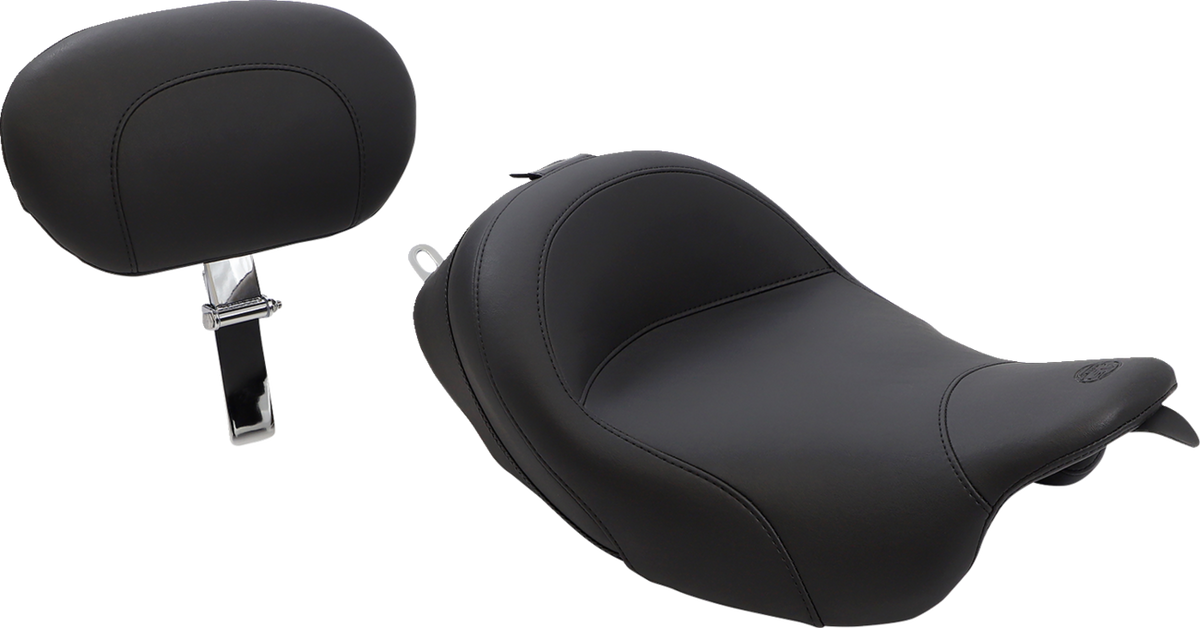 Wide Solo Seat - With Backrest - Vintage - Black - Smooth - FL '08-'25