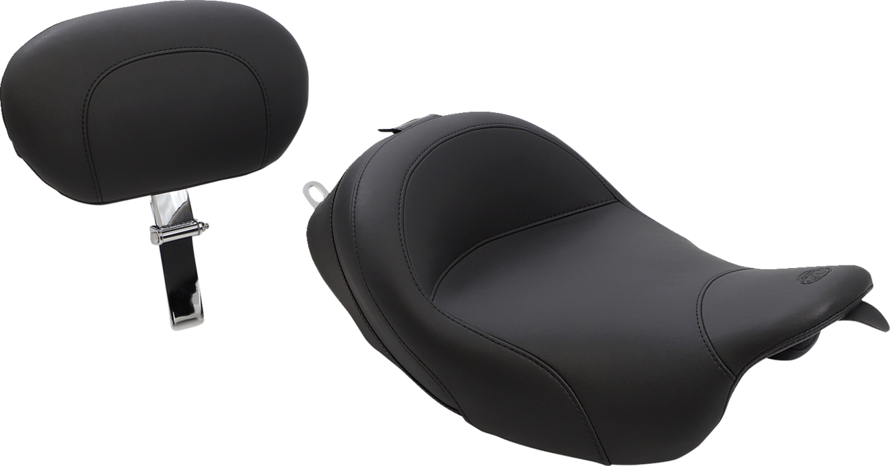 Wide Solo Seat - With Backrest - Vintage - Black - Smooth - FL '08-'25