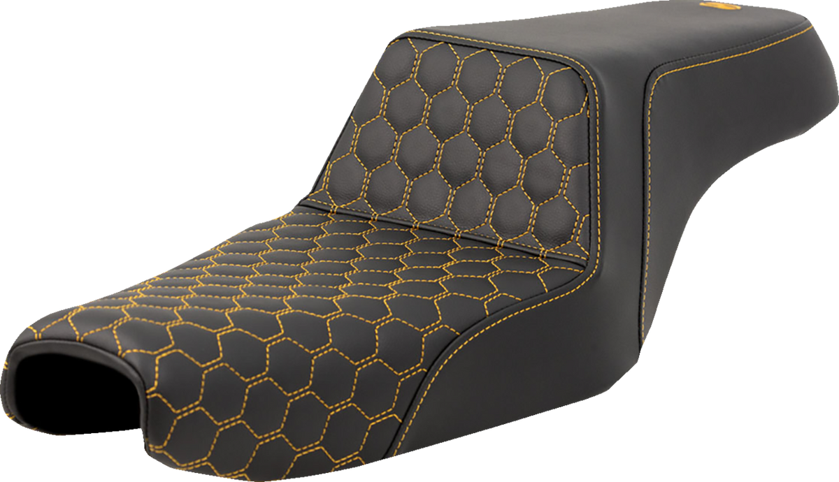 Step-Up Seat - Honeycomb - Gold Stitching - 3.3 Gal Tank - Sportster '04-'22