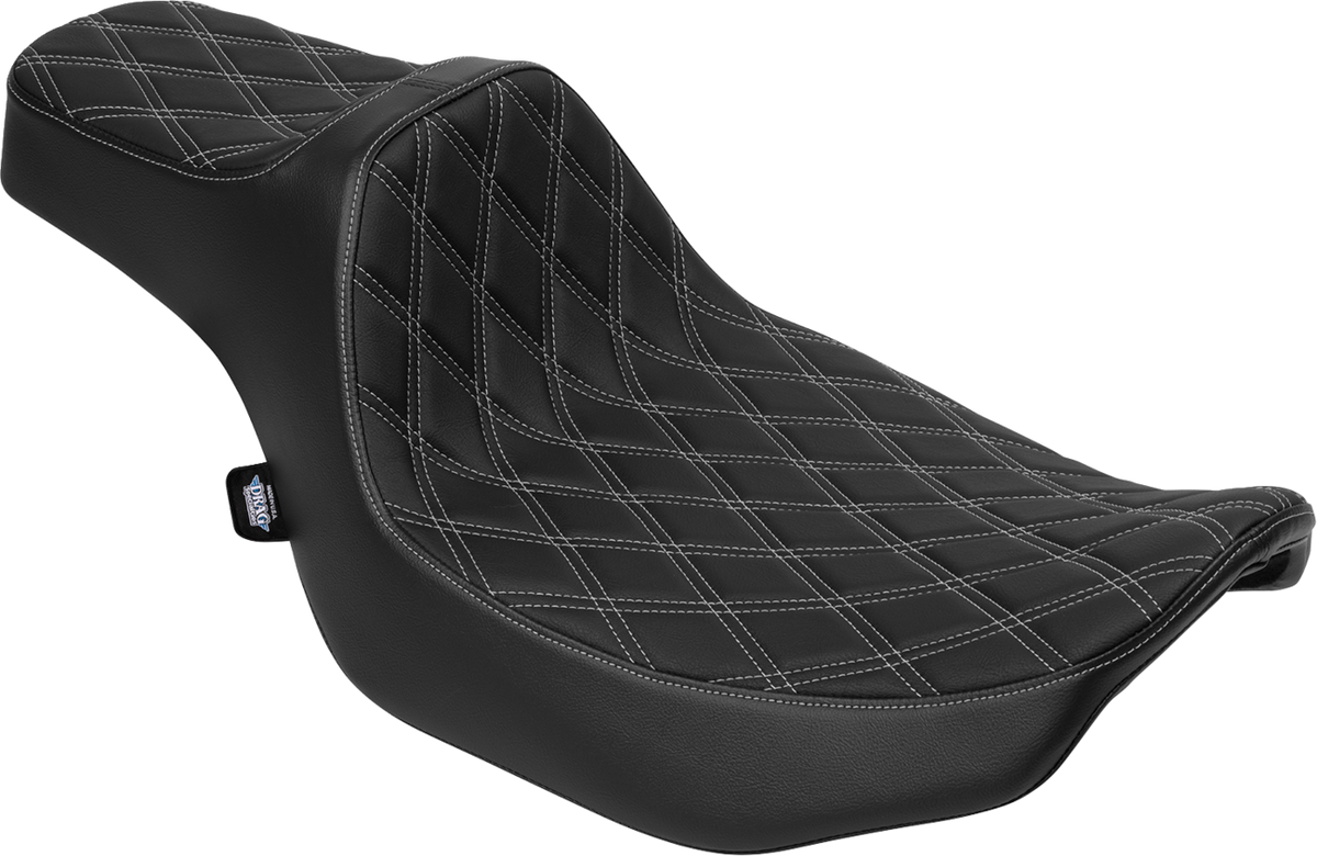 Extended Reach Predator III Seat - Vinyl - Silver Double Diamond Stitch - FLT/FLH '23-'25