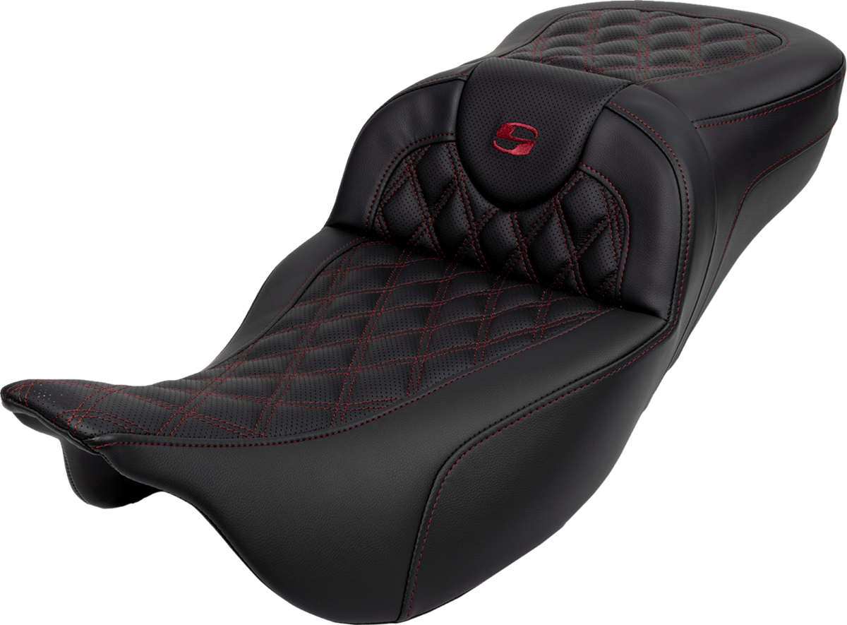 Roadsofa™ Extended Reach Seat - Lattice Stitch - Wine Berry Stitch - With Backrest - FL '08-'24