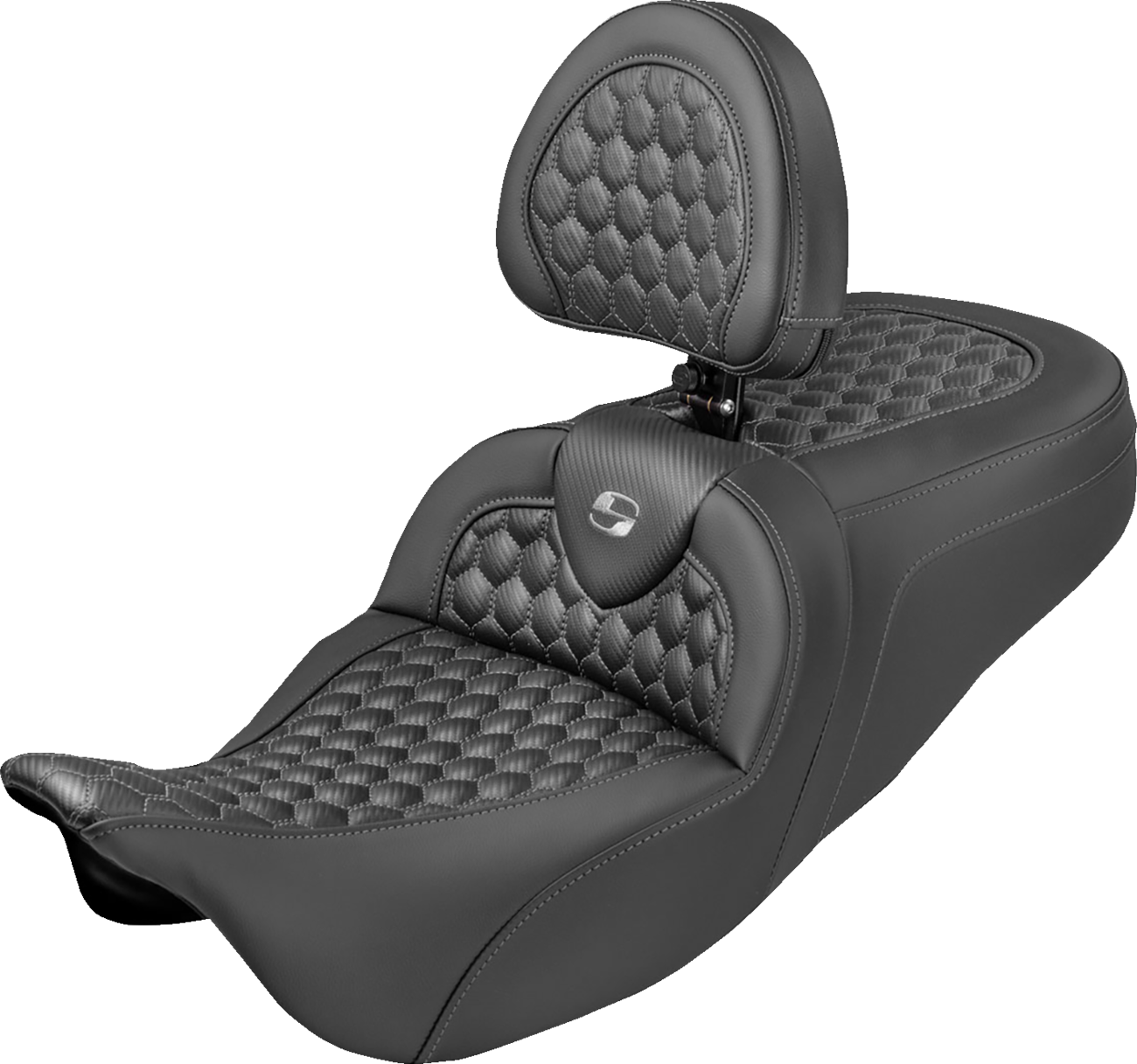 Roadsofa™ Seat - Honeycomb Stitch - Gray Stitch - With Backrest - FLH/FLT '08-'25