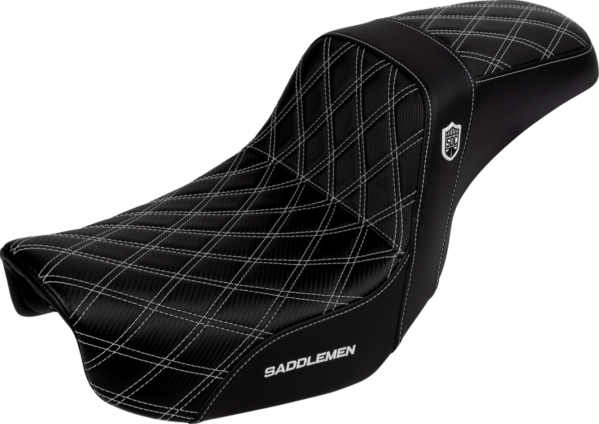 Pro Series SDC Performance Seat - Carbon Fiber/Lumbar Gripper - White Stitch - Dyna '06-'17