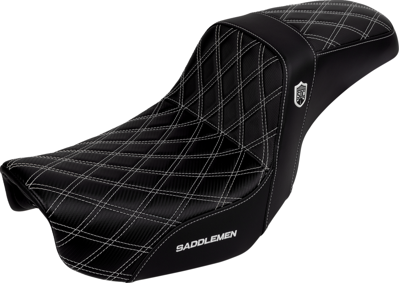 Pro Series SDC Performance Seat - Carbon Fiber/Lumbar Gripper - White Stitch - Dyna '06-'17