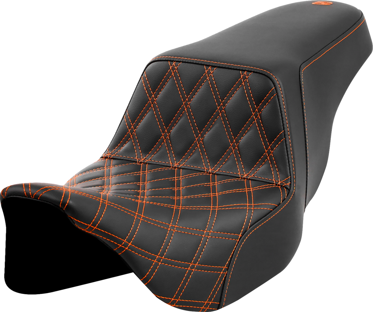 Step-Up Seat - Front Lattice Stitch - Orange Stitch - FLH/FLT '08-'23