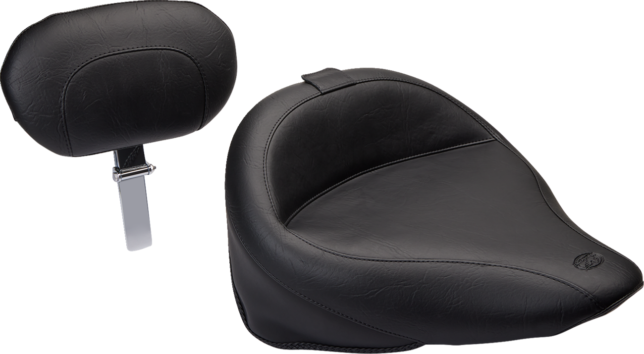 Wide Solo Seat - With Backrest - Vintage - Black - Smooth - FLST '00-'05