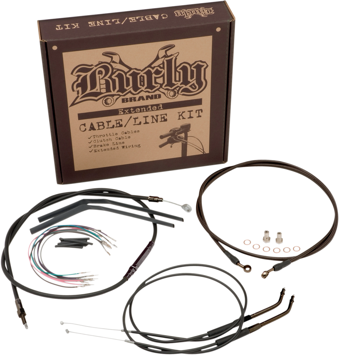 Complete Black Vinyl Handlebar Cable/Line Kit For Ape Hangers - 12" - '96-'03 Sportster