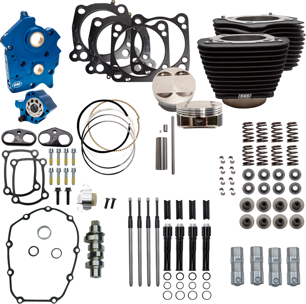 Power Pack - Oil Cooled - 550C - Wrinkle Black W/O Highlight - Black Pushrod Tubes - M8