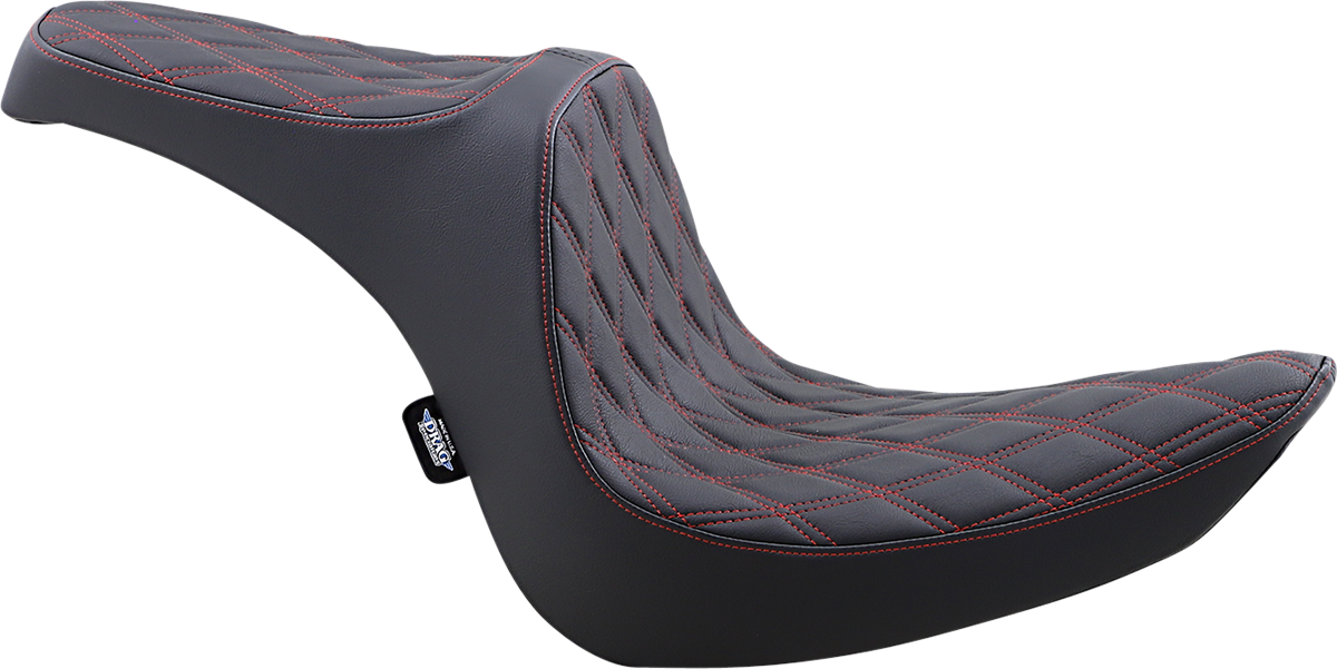 Predator III 2-Up Seat - Vinyl - Double Diamond - Red Stitching - Softail '06-'17