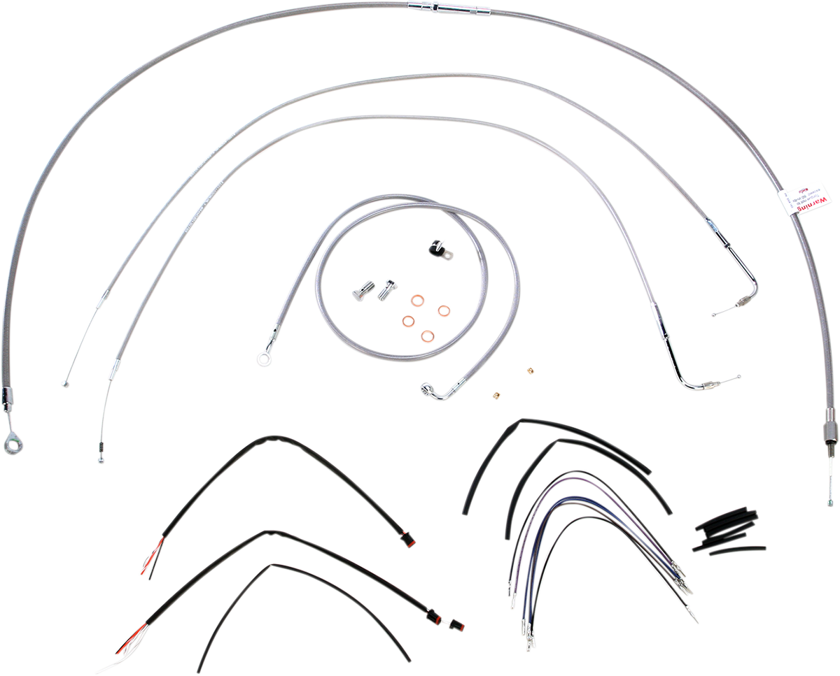 Complete Stainless Braided Handlebar Cable/Brake Line Kit - 14" Ape Hangers - '11-'14 FLS