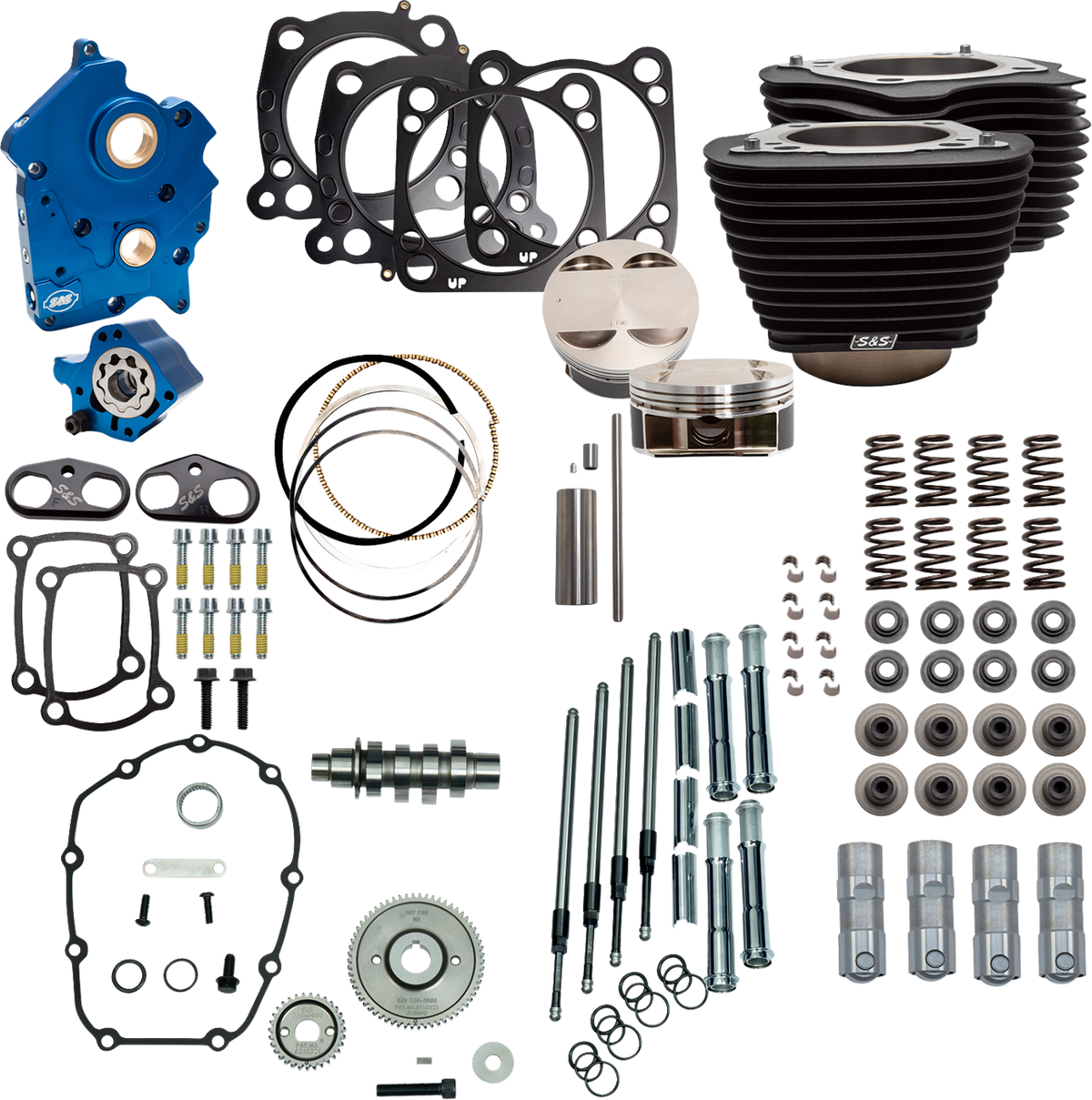 Power Pack - Oil Cooled - 550G - Wrinkle Black W/O Highlight - Chrome Pushrod Tubes - M8